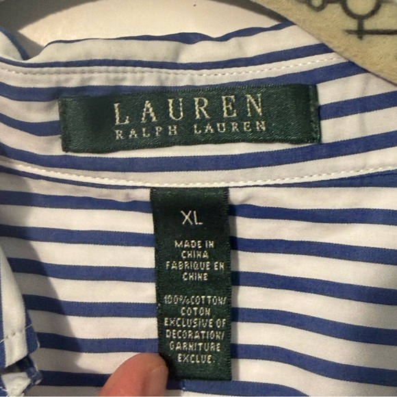 Lauren Ralph Lauren Blue and White Striped Women's Shirt preppy nautical classic - Picture 2 of 7